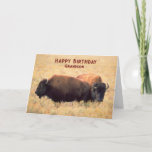 Für Grandson Birthday mit einem Paar Bison Karte<br><div class="desc">Geburtstagsgrüße für einen Enkel mit einem Bison auf der Prärie mit großen Gräsern. Art,  Bild und Vers Copyright © Shoaff Ballanger Studios,  2023.</div>