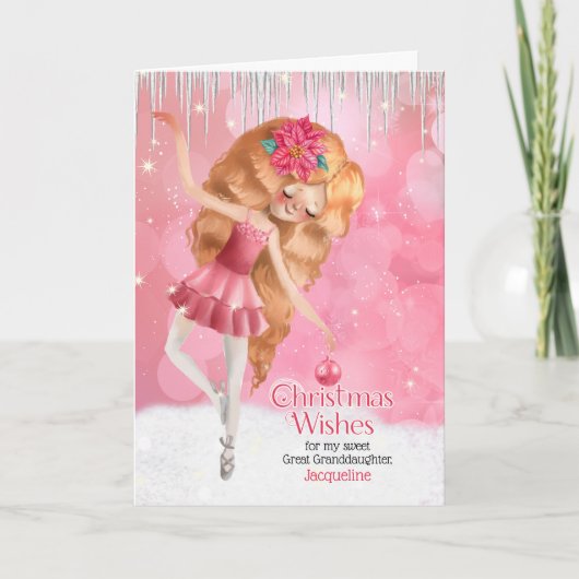 für Große Enkelin ein rosa Ballerina Weihnachten (Vorderseite)