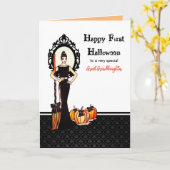 Für große Enkeltochter First Halloween Lady Hexe Karte (Gelbe Blume)