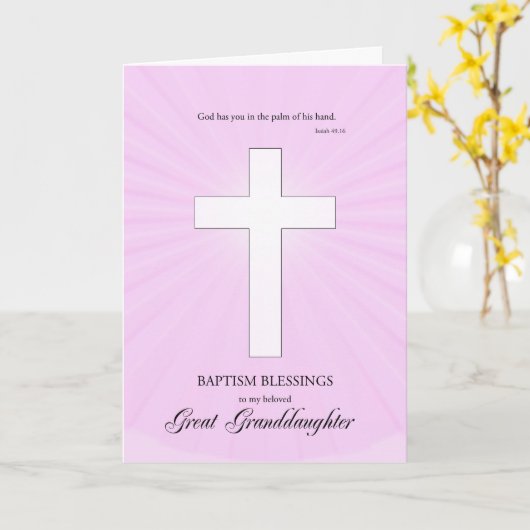 Für große Enkeltochter-Taufe, leuchtendes Kreuz Karte (Gelbe Blume)