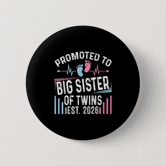 Für große Schwester von Twins Est 2026 Babyshow be Button (Vorderseite)