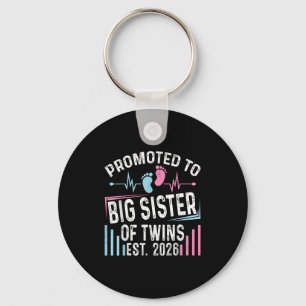 Für große Schwester von Twins Est 2026 Babyshow be Schlüsselanhänger