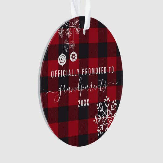 Für Großeltern befördert | Kariertes Jahr Ornament (Vorderseite)