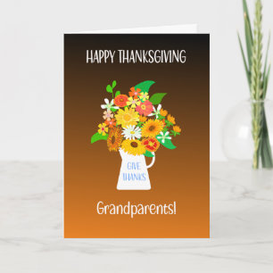 Für Großeltern Thanksgiving-Blumenstrauß Karte