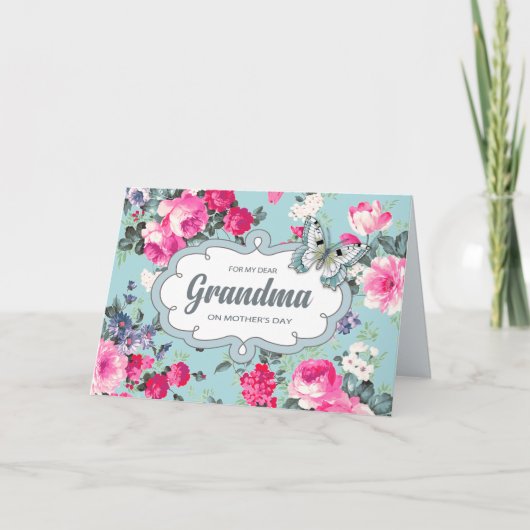 Für Großmutter am Muttertag. Vintage Rose Karte (Vorderseite)