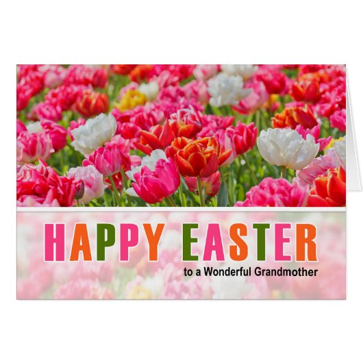 für Großmutter zu Ostern Pink Tulip Garden (Vorderseite (Horizontal))