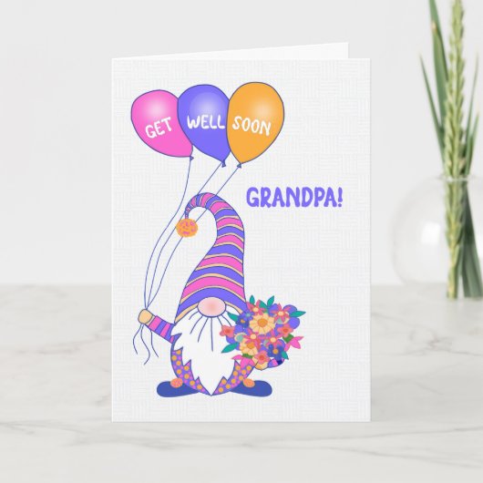 Für Großvater gut Gnome Balloons Blume Card Karte (Vorderseite)