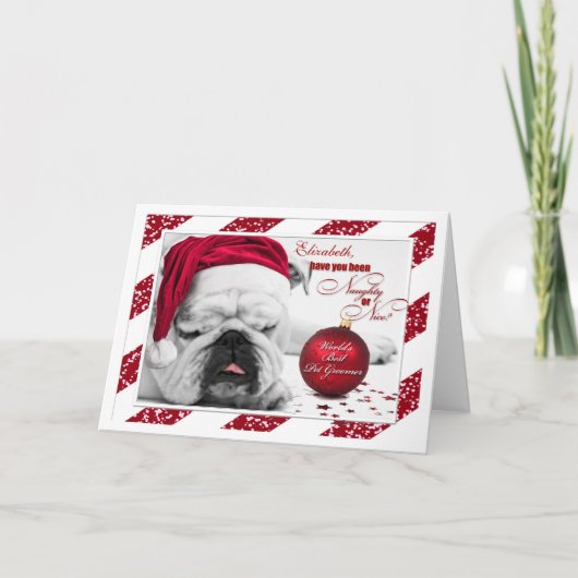 für Hund Groomer Christmas Bulldog Feiertagskarte (Vorderseite)