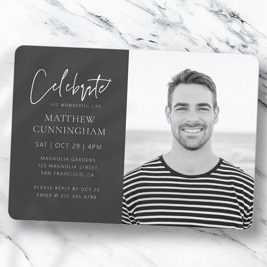 Für Ihm Feier des Lebens Modernes einfaches Foto Einladung