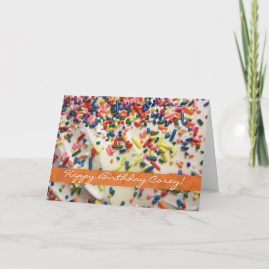 Für Ihm gebackener Kuchen und farbenfrohe Geburtst Karte (Vorderseite)