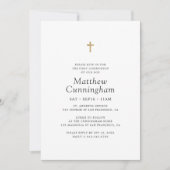 Für Ihm Imitate Gold Cross Minimalistisch erste Ko Einladung (Vorderseite)