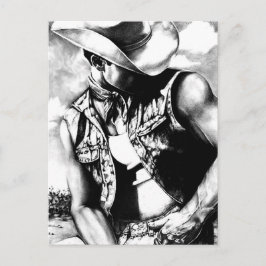 Für ihn Cooler Western Cowboy Original Art Zeichne Postkarte