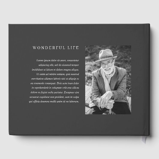 Für ihn Memorial Elegante Moderne einfache Fotos Gästebuch (Rückseite)