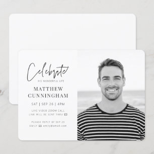 Für ihn Virtual Celebration of Life Modernes Foto Einladung