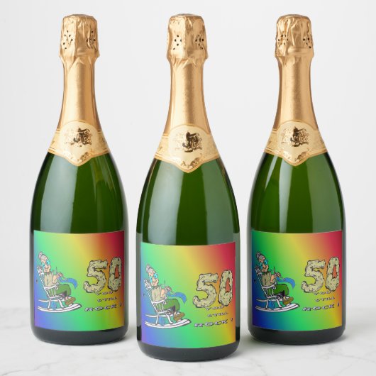 Für ihr 50-jähriges Jubiläum Regenbogen Sparkling  Schaumweinetikett (Flaschen)