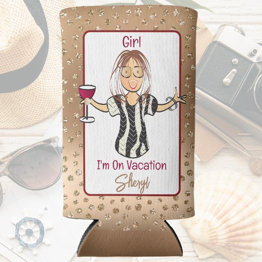 Für ihr lustiges Sprichwort Glitzer Cartoon Urlaub Selters Dosenkühler