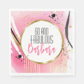 Für ihre 60 und fabelhaft rosa Abstrakte Retro Serviette (Vorderseite)