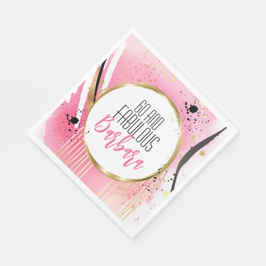 Für ihre 60 und fabelhaft rosa Abstrakte Retro Serviette (Ecke)