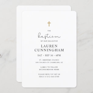 Für ihre einfache, moderne, elegante Taufe Einladung