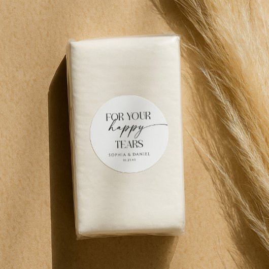 Für Ihre glücklichen Tränen Hochzeitszettel Runder Aufkleber