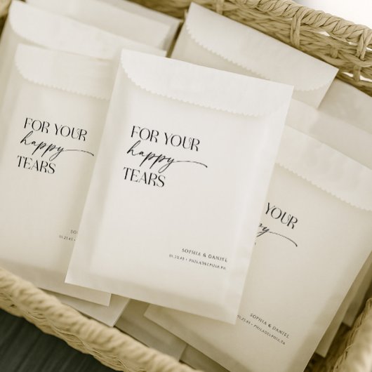 Für Ihre glücklichen Tränen Hochzeitszittel Geschenktütchen