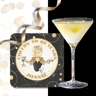 Für ihre Gold Black Cheers zu 80 Geburtstag Toast  Rechteckiger Pappuntersetzer