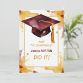 Für ihre 🎓 Mortarboard Graduierungsparty Einladung (Stehend Vorderseite)