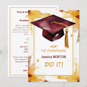 Für ihre 🎓 Mortarboard Graduierungsparty Einladung