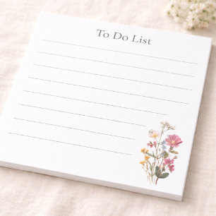Für ihre persönliche Wildblumen-To-Do-Liste Notizblock