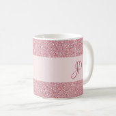 Für ihre Rose Gold Glitzer Look Template Monogramm Kaffeetasse (VorderseiteRechts)