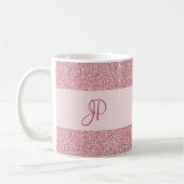 Für ihre Rose Gold Glitzer Look Template Monogramm Kaffeetasse (Links)