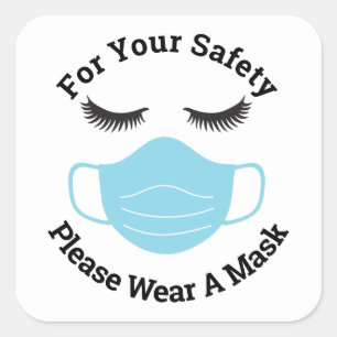 Für Ihre Sicherheit tragen Sie bitte eine Maske un Quadratischer Aufkleber