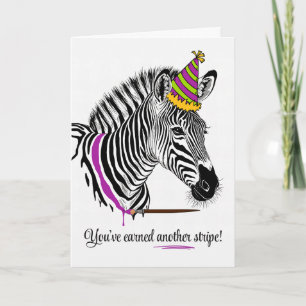 Für ihren Geburtstag Zebra in Party Hat gestrichen Karte