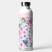 Für ihren rosa Blumenmuster-Namen Trinkflasche (links)