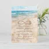 Für immer am Strand Hochzeit Einladung (Stehend Vorderseite)