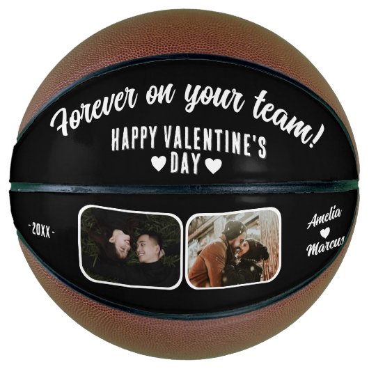 Für immer auf Ihrem Team Happy Valentine 2 Foto Basketball (Vorderseite)