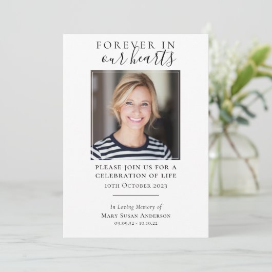 Für immer | Beerdigungsfeier Einladung (Stehend Vorderseite)