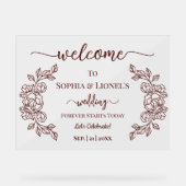 Für immer beginnt heute Maroon Minimal Willkommen Acrylschild (Vorderseite)