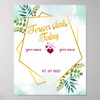 Für immer beginnt heute – Personalisierter Hochzei Poster