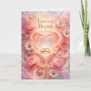 Für immer beginnt Hochzeitstag Blush Floral Gold R Karte