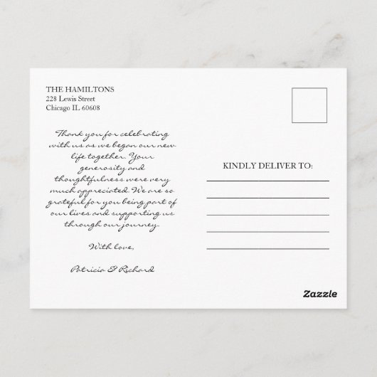 Für immer dankbar einfache Hochzeit Vielen Dank Fo Postkarte (Rückseite)