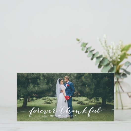 Für immer dankbar Hand Lettered Wedding Danke (Stehend Vorderseite)