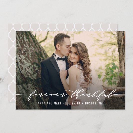 Für immer dankbar Hochzeit danke Ihnen Fotokarte (Vorne/Hinten)