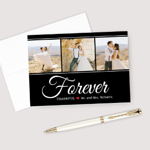 Für immer dankbar Hochzeitfoto Collage Schwarz-wei Dankeskarte