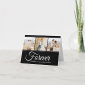 Für immer dankbar Hochzeitfoto Collage Schwarz-wei Dankeskarte (Vorderseite)
