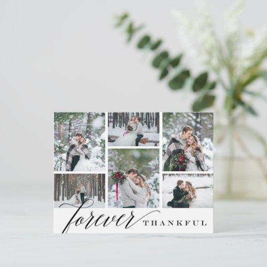 Für immer dankbar Hochzeitfoto Collage Vielen Dank Postkarte (Stehend Vorderseite)