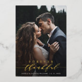 Für immer dankbare Gold Foil Wedding Dankeschön Ca Folieneinladung (Vorderseite)