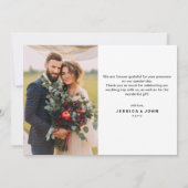Für immer dankbare Schwarz-und GoldFoto-Hochzeit Dankeskarte (Rückseite)