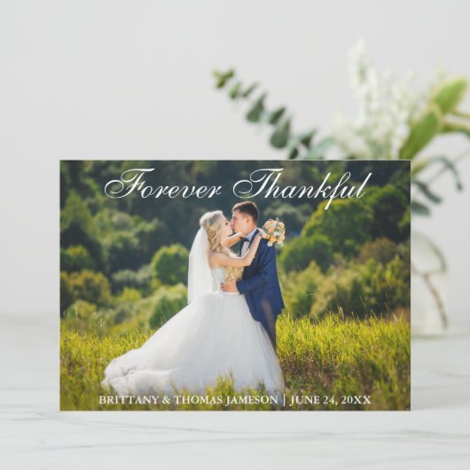 Für immer danken dankbare Hochzeit Ihnen Dankeskarte (Stehend Vorderseite)