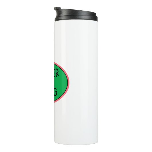 Für immer ein junges Aufkleber-Overlay-Element. Thermosbecher (Nach rechts gedreht)